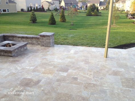 French Pattern Walnut Tumbled Travertine Pavers  http://www.travertinemart.com/products-page/walnut-color/premium-select-french-pattern-walnut-tumbled-travertine-pavers Narrow Backyard Ideas, Travertine Patio, Travertine Colors, Small Patio Design, Stone Pavers, Travertine Pavers, Sandstone Tiles, Crazy Paving, Stone Floor