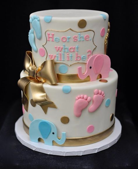 Gender Reveal Ideas Elephant Theme, Elephant Gender Reveal Cake, Elephant Baby Shower Cake, Gender Reveal Ideas, Elephant Cakes, Elephant Theme, Decorating Videos, Blue Cakes, Gender Reveal Cake