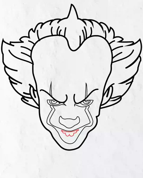 Horror Movie Drawings Pencil Easy, Pennywise Coloring Pages, Horror Easy Drawings, Terrifier Drawing Easy, Pennywise Outline, It Drawings Clown Easy, How To Draw Pennywise, Penny Wise Pumpkin Painting, Pennywise Pumpkin Painted