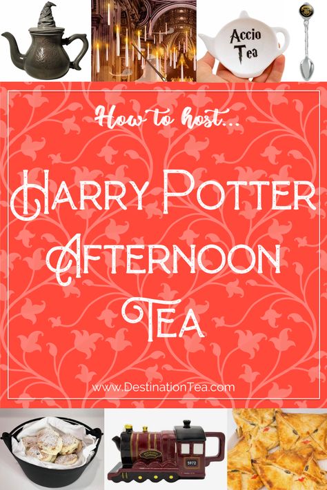 Winter Tea Party Food, Harry Potter Dinner And Movie Night, Harry Potter Afternoon Tea, Movie Themed Dinner Ideas Harry Potter, Diy Afternoon Tea, Harry Potter Tea Leaf Reading, Beauty And The Beast Afternoon Tea, Afternoon Tea Decorations, Harry Potter Tea Party