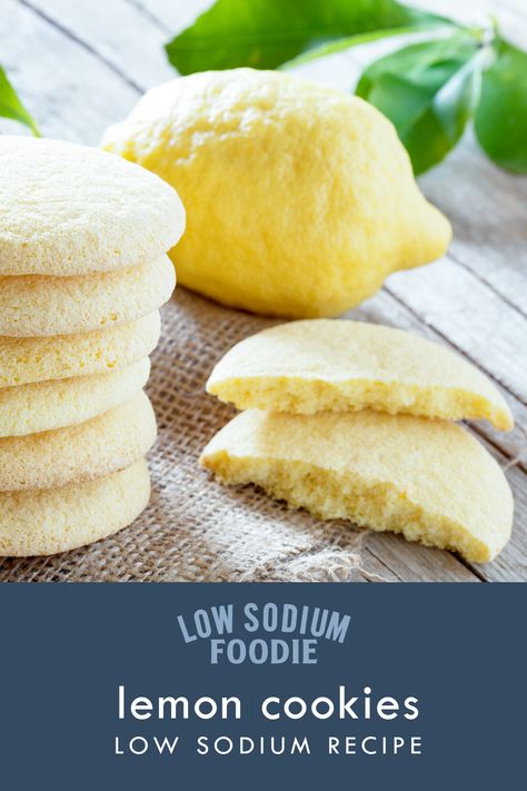 No Salt Desserts, Renal Diet Cookies, Low Sodium Deserts, Low Sodium Cookie Recipes, Low Sodium Cookies, Low Sodium Desserts, Lemon Sugar Cookies Recipe, Lemon Sugar Cookie, Low Sodium Recipes Heart