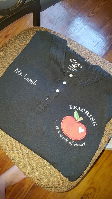 Daycare Uniform For Teachers, Teacher Polo Shirts, Prek Shirts For Teachers, Cute Teacher Shirts With Name, Maestra Bilingue Shirt, Pre K Shirts For Teaxhers, Name Applique, Teacher Apron, Teacher Wear