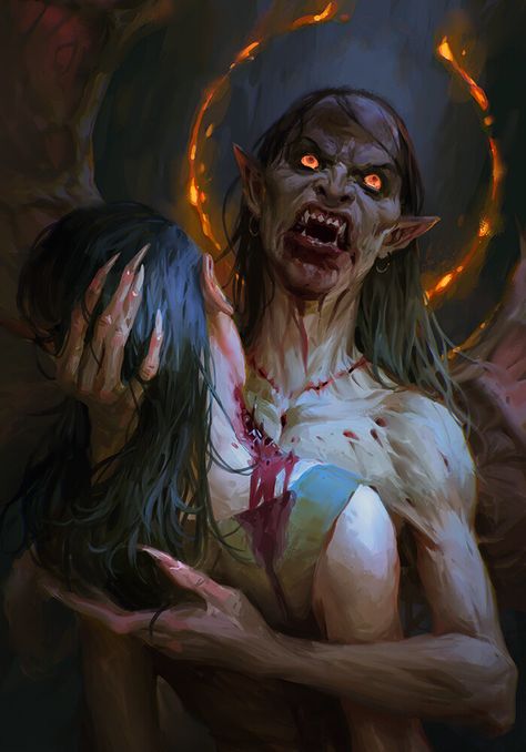 ArtStation - -40- Vampire Feeding, Vampire Portrait, Scary Paintings, Vampire Illustration, Dark Things, The Vampire Chronicles, Vampire Movies, Scifi Fantasy Art, Inner Demons