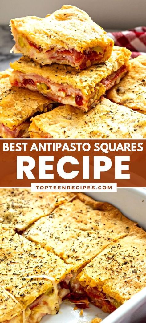 Meat Finger Foods, Antipasto Squares, Crescent Recipes, Marinated Vegetables, Italian Meats, Party Sandwiches, Square Recipes, Party At Home, Appetizers Easy Finger Food