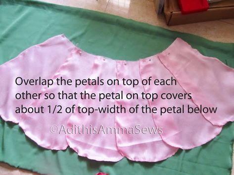 Petal Skirt Tutorial       We will be using the same draft as we used for 4 Panel Skirt with some slight changes     The Changes are as fo... Cute Confessions, Homemade Outfits, Dressup Ideas, Diy Girls Costumes, Girls Clothes Sewing, Spongebob Musical, Sleeve Tutorial, Dress Up Storage, Petal Skirt