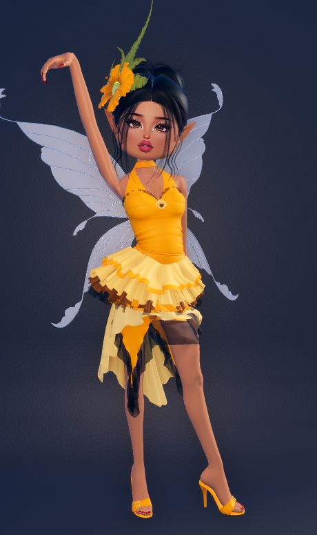 Dress to impress inspo for the fairy or any fantasy theme. I got outfit inspo from Iridessa from the Tinker Bell movies. VIP used for shoes, ballerina dress, ears, headpiece, and wings. I also used the robux skirt! Tinkerbell Dress, Ballerina Dress, Fantasy Theme, Tinker Bell, Fantasy Dress, The Fairy, Headpiece, Dress To Impress, Gym