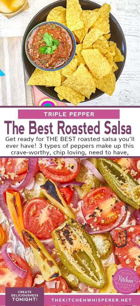 Roasted Vegetable Salsa, Scorpion Pepper Salsa, Oven Roasted Salsa Recipe, Roasted Pepper Salsa Recipe, Oven Roasted Salsa, Nachos And Salsa, Roasted Pepper Salsa, Restaurant Salsa Recipe, Hot Salsa Recipes