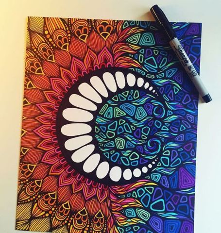 Mandala art Sharpie Art, David Hockney, Arte Inspo, Arte Sketchbook, Marker Drawing, Mandala Design Art, Zentangle Art, Mandala Drawing, Pen Art