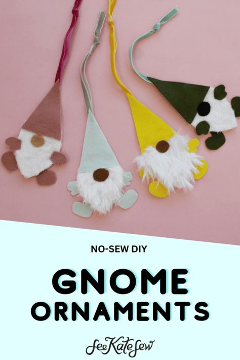 Easy Gnome Ornaments, Gnome Christmas Ornaments Diy, Diy Gnome Ornaments, Gnome Christmas Ornaments, Gnome Diy, Diy Gnome, Craft Fur, Cute Gnomes, Gnomes Diy