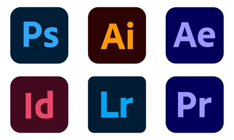 Set of popular Adobe apps icons Adobe Illustrator Icon, Icon App Design, Adobe Icon, Graphic Design Apps, Icon Grunge, Adobe Logo, Program Icon, Photoshop App, Naguib Mahfouz