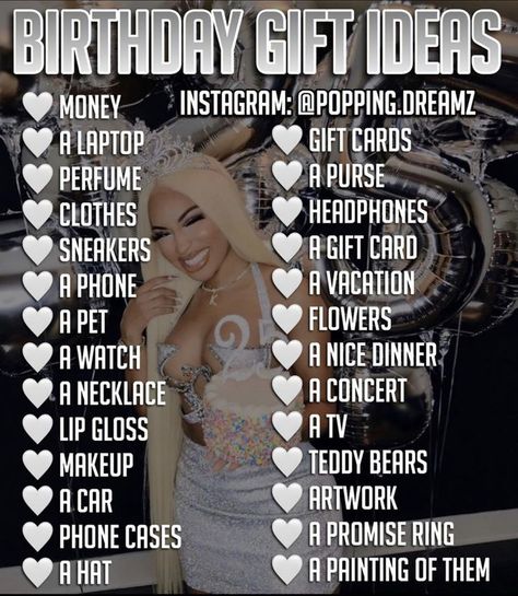 Baddie Gift Ideas, Christmas List Ideas Teenage Girl Black, Birthday Ideas For Teenage Girl, Baddie Christmas List, 18th Birthday Ideas Things To Do On Your, Baddie Birthday Ideas, Birthday List For Teenagers, 19th Birthday Gift Ideas, Baddie Christmas