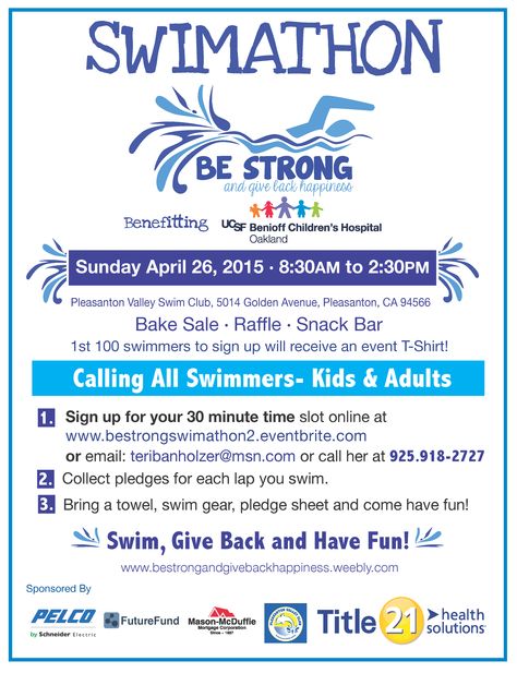 Swimathon benefiting the children's hospital. Swimathon Fundraiser, Summer Swim Team, Saint Patties, Swim Team, Swim Club, Summer Swim, Bake Sale, Childrens Hospital, Call Her