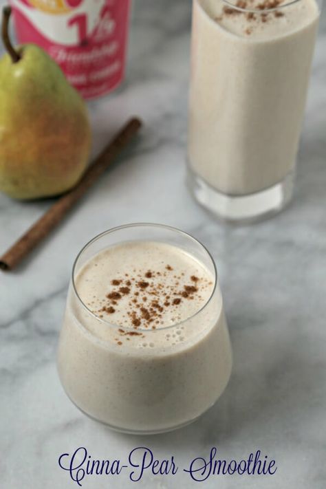 To start the day, blitz up this delicious thick and creamy Cinna-Pear Smoothie from CookingInStilettos.com that is packed with sweet ripe pears, oatmeal and cinnamon with a protein punch from @FriendshipDairy cottage cheese. #OriginalSuperfood #Sponsored | @cookinstilettos Fall Smoothies, Ripe Pears, Pear Smoothie, Easy Drink Recipes, Blender Recipes, Protein Pack, Breakfast Smoothies, Smoothie Shakes, Frozen Drinks