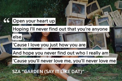 Garden Say It Like Dat Sza Lyrics, Maria Core, Tattoos Infinity, Lyric Tattoos, Tattoos Mandala, Inspiration Tattoo, Tattoos Geometric, Tattoos Skull, Me Too Lyrics