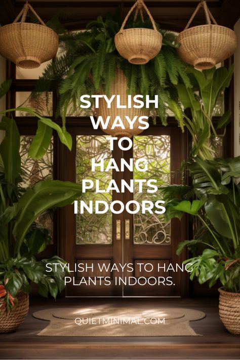 Floating shelves mounted on the wall can hold a variety of plants. They allow for easy arrangement and re-arrangement. Interior Hanging Plants Ideas, Hang Plant From Ceiling, Ways To Hang Plants From Ceiling, Hanging Plants In Front Of Window Ideas, Beautiful Hanging Plants, Corner Hanging Plant Living Rooms, Pothos On Ceiling, Hanging Plants Indoor From Ceiling, Interior Hanging Plants