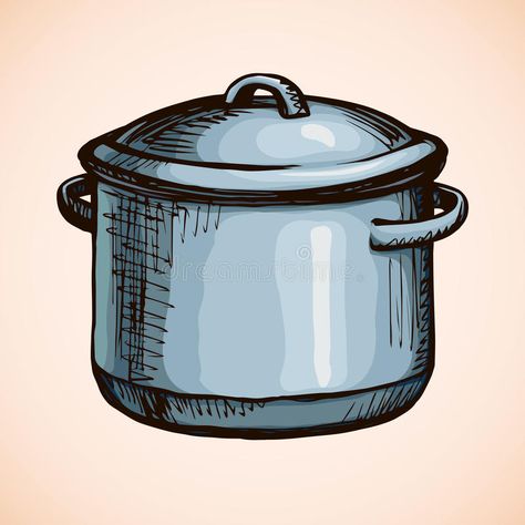 Old pan. Vector drawing royalty free illustration Cooking Pot Illustration, Pan Drawing, Pan Illustration, Cat Elements, Cookbook Cover, Casserole Breakfast, Glass Drawing, Art Homework, Tattoo 2024