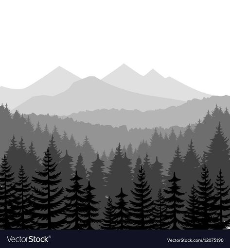 Green Forest Wallpaper, Pine Tree Art, Forest Silhouette, Mountain Background, Drapes For Living Room, Lawn Art, Forest Background, Forest Mountain, Forest Illustration