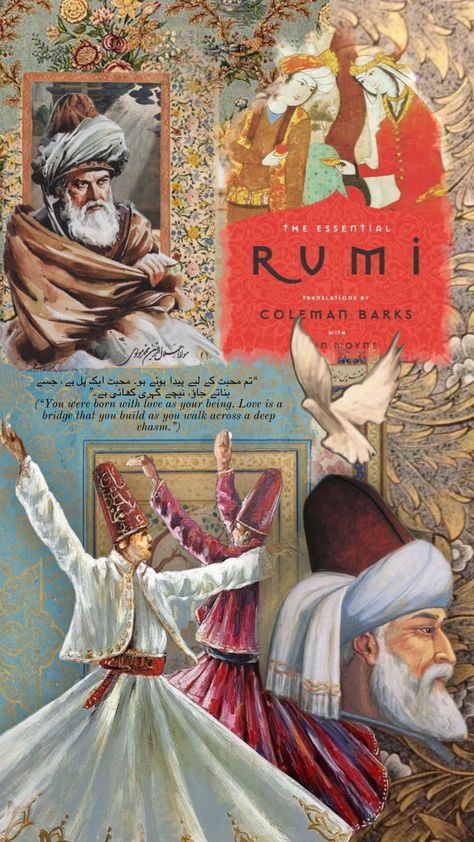 #rumi #sufi #tabrezi Rumi Aesthetic, Sufi Aesthetic, Postage Stamps Crafts, Persian Art Painting, Sufi Quotes, Dark Nature Aesthetic, Iranian Art, History Projects, Text On Photo