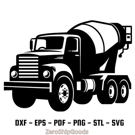 Construction Svg, Concrete Mixer Truck, Truck Logo, Truck Clipart, Cute Golden Retriever, Cement Truck, Nursery Art Decor, Cement Mixer, Construction Machines