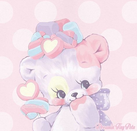 Pastel Teddy Bear, Angelic Coquette, Pastel Cat, Valentines Day Bears, Kitsch Art, Kitty Drawing, Hello Kitty Drawing, Bear Art, Cartoon Profile Pics