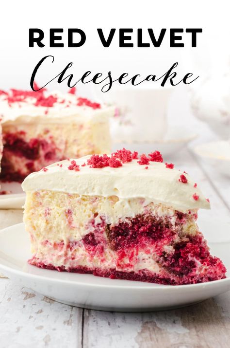 Homemade Red Velvet Cheesecake - Restless Chipotle Red Velvet Cheesecake Recipe, Red Velvet Cheesecake Cake, Thanksgiving Sweets, Deserts Recipes, Restless Chipotle, Holidays Recipes, Yummy Cheesecake, Velvet Cheesecake, Apple Dump Cakes