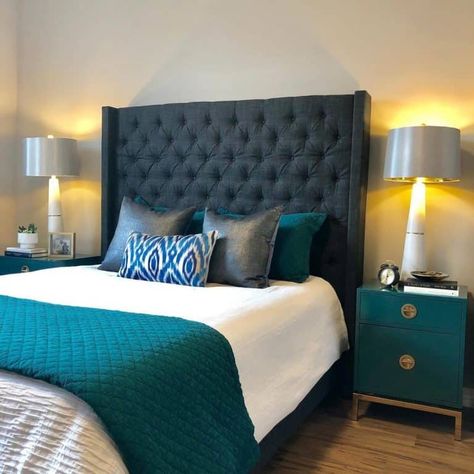 Teal And Gold Bedroom Ideas, Teal And White Bedroom Ideas, Black And Teal Bedroom, Teal And Gold Bedroom, Teal And White Bedroom, Teal And Gray Bedroom, Dark Teal Bedroom, Gold Bedroom Ideas, Teal Bedroom Ideas