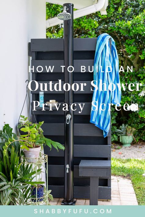 In this post we will show you how to build and install an outdoor shower with a privacy screen and this is a project that even a novice DIYer Outdoor Shower Screen, Outdoor Shower Privacy Screen, Outdoor Shower Privacy Ideas, Beach Outdoor Shower Ideas, Outdoor Shower Privacy, Outdoor Pool Shower Ideas, Diy Outdoor Shower Ideas, Beach House Deck, Shower Privacy