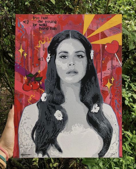 Lana Del Rey Painting Ideas, Lana Del Rey Aesthetic Painting, Lana Del Rey Canvas Painting, Lana Del Rey Inspired Art, Lana Del Rey Canvas Painting Easy, Painting Ideas On Canvas Lana Del Rey, Lana Del Ray Painting, Lana Del Rey Aesthetic Drawing, Lana Del Rey Painting Aesthetic