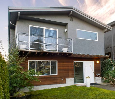 Everything About The House-Style That Makes Vancouver “Special” – Scout Magazine Vancouver Special, Renovation Exterior, White Front Door, Vancouver House, Canada House, Modern Renovation, Split Level House, Exterior Renovation, Heritage House