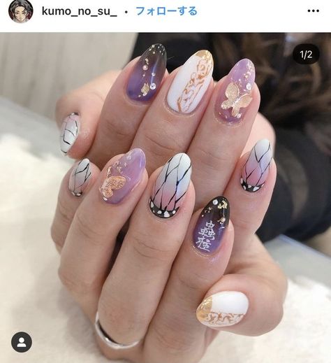 Butterfly Nail Designs, Fake Nails Designs, Cute Short Nails, Anime Nails, Beauty Nails Design, Pretty Gel Nails, Really Cute Nails, Kawaii Nails, Short Acrylic Nails Designs