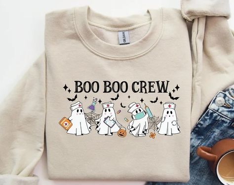 GraphicOutfits - Etsy Nurse Team, Nurse Sweater, Boo Boo Crew, Nursing Shirt, Ghost Tee, Nurse Halloween, Cute Nurse, Boo Crew, Funny Ghost