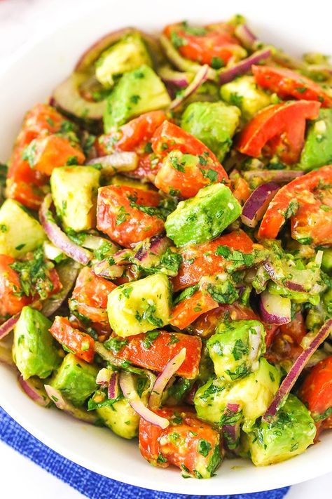 With fresh ingredients and a few seasonings, this Tomato Avocado Salad is an addictive side dish that comes together in minutes. Serve as a side to grilled chicken or steak, or add on top of a salmon fillet. You can even add it to tacos! Tomato Avocado Salad, Tomato Avocado, Avocado Tomato Salad, Salmon Fillet, Avocado Salad Recipes, Avocado Tomato, 140 Pounds, Avocado Recipes, Salad Side Dishes