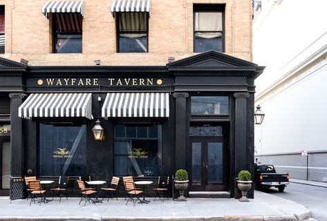 Interiors I Love: Wayfare Tavern - STACIE FLINNER Restaurants Exterior, Tavern Exterior, French Restaurant Exterior, Old English Pub Exterior, Downtown Restaurant Exterior, Old Town Restaurant, Restaurant Facade, Wayfare Tavern, Bistro Interior