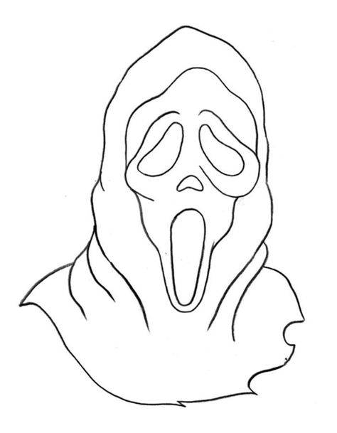 Ghostface Coloring Pages Ghostface Lineart, Halloween Outline Drawing, Ghost Face Outline, Ghostface Outline, Ghostface Desenho, Ghost Face Drawing, Hello Kitty Chucky, Ghostface Drawing, Scream Drawing