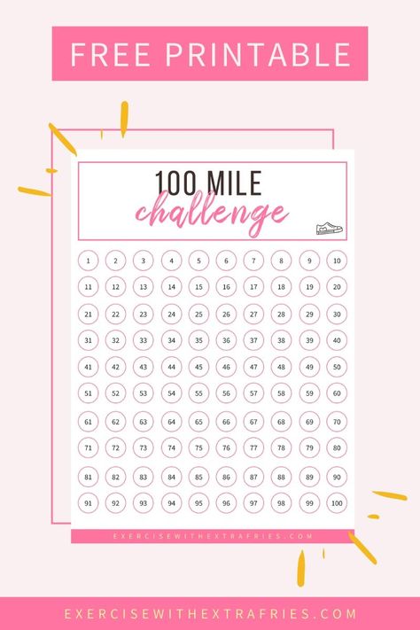 100 Mile Challenge Chart Printable, Workout Countdown Calendar, 100 Day Workout Challenge Chart, Walking Chart Printable, 100 Day Exercise Challenge, 100 Day Tracker Printable Free, Workout Accountability Chart, Printable Exercise Chart Workout, 100 Day Challenge Printable