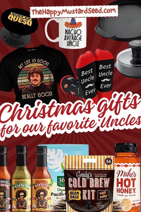 Check out this very helpful list of Christmas Gifts for our Favorite Uncles! You'll find here some cool and funny presents for your partners in crime. Get useful items too for your grill-lover, coffee-lover, or nacho-lover uncles. Unique Gifts For Uncles, What To Get Your Uncle For Christmas, Funny Christmas Gifts For Uncle, First Time Uncle Gifts, Uncle Cricut Gifts, Christmas Gifts For Uncles, Beer Club, Uncle Tshirt, Making Cold Brew Coffee