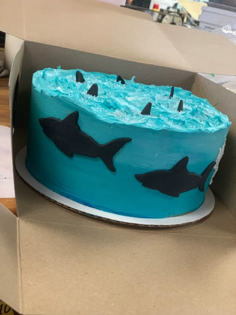 Simple Shark Cake, Diy Shark Birthday Cake, Shark Birthday Cakes For Boys, Shark Birthday Party Cake, Shark Cakes For Kids Boys, Shark Cake Ideas, Shark Themed Cakes, Levi Birthday, Shark Cakes