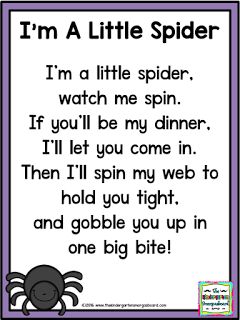 I'm A Little Spider poem!   Practice rhyming words and fluency with this spider poem!  Click for your freebie! Preschool Spider Finger Plays, Spider Songs For Toddlers, Spider Poems For Kids, Spider And Bats Preschool, Spider Songs For Preschool, Spiders For Kindergarten, Halloween Poems For Kindergarten, Spiders For Preschoolers, Halloween Rhymes For Kids