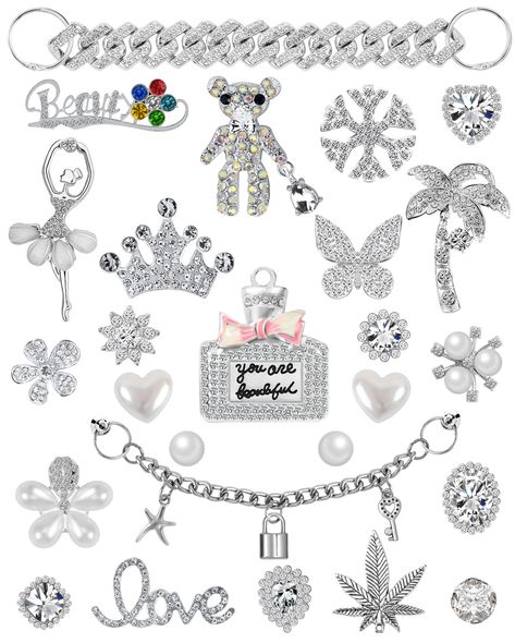 PRICES MAY VARY. 【VALUE SHOE CHARMS PACKS】: 26 Pcs shoe decoration charms (with 2pcs shoe charm chain)different styles of shoe charms like bling jewelry shoe charms and gems crystal shoes charms, which is your most creative women shoe charms suits. 【DESIGNER SHOE CHARMS】High-quality Material : our bling bling charms for shoes are made of environmentally alloy material, safety and non-toxic,not easy to break or fade,alloy rhinestones and artificial crystals charms make your shoes are more dazzlin Shoe Chain, Diamond Shoes, Shoes Charms, Shoe Decoration, Jeweled Shoes, Creative Women, Designer Shoe, Bling Shoes, High Fashion Outfits