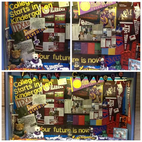 An update of our College Awareness display case. I added more schools and some of our teachers loaned their personal souvenirs! School Trophy Case Ideas, Display Case Ideas For School, School Display Case Ideas, College Awareness Week, School Guidance Counselor, Trophy Case, School Counseling Activities, College Bulletin Boards, High School Counseling