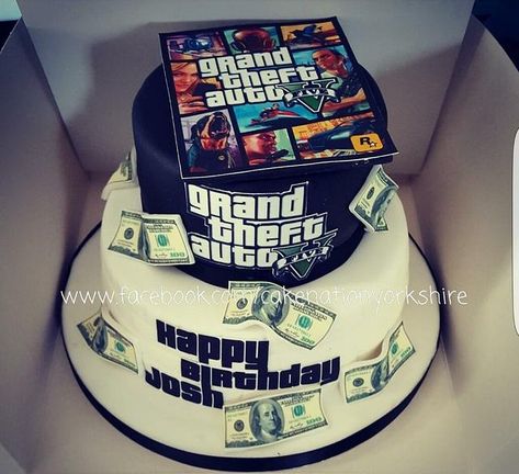 Gta Cake Ideas, Grand Theft Auto Cake, Gta Cake, Ps4 Cake, Xbox Cake, Video Game Cakes, 8th Birthday Cake, Cake Stuff, Creative Birthday Cakes