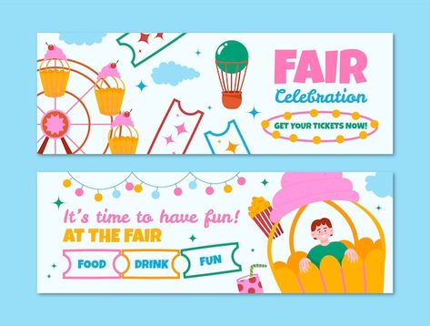 Festival Banner Design, Inspo Art, Fun Fair, Flat Design, Banner Design, Premium Vector, Graphic Resources, Banners, Carnival