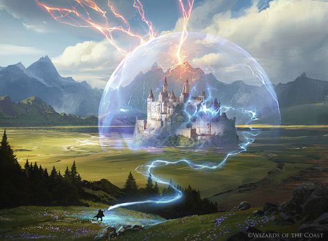 ArtStation - Wizard's Lightning - Wizard's Retort - Magic the Gathering, Greg Rutkowski Greg Rutkowski, Mtg Art, Landscape Designs, Fantasy City, Fantasy Castle, Fantasy Story, Fantasy Setting, Fantasy Places, Bob Ross