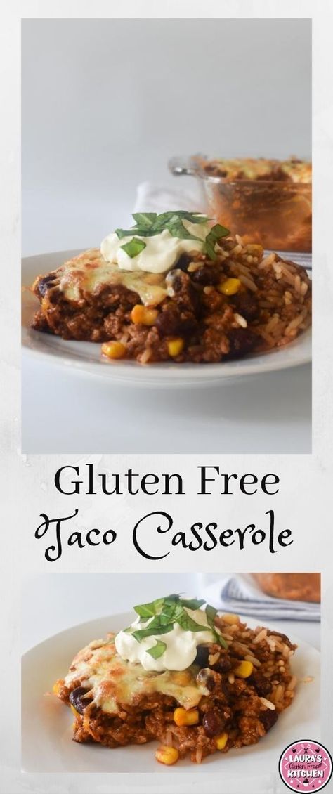 Gluten Free Rice Casserole Recipes, Gluten Free Taco Casserole Bake, Gluten Free Rice Casserole, Gluten Free Taco Bake, Gluten Free Hamburger Meat Recipes, Gluten Free Taco Casserole, Taco Casserole With Rice, Taco Rice Casserole, Hamburger And Rice Recipes