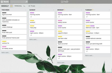 How I Use the Trello App to Organize My Entire Life | Life Goals Mag Trello Ideas, Daily Yoga Routine, Trello Templates, Daily Planner Printables Free, Adulting 101, Routine Cards, Create A Calendar, Cozy Places, Editorial Calendar