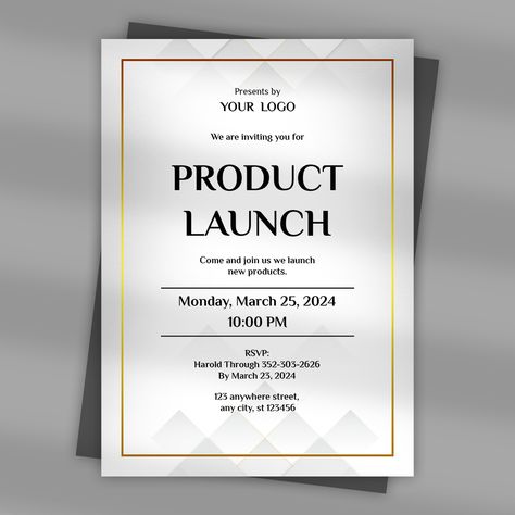 Announce your product launch event in grandeur with our custom Invitation Card designs. Tailored to captivate and create anticipation. Let's make your launch an unforgettable experience. . FREE CUSTOMIZATION AVAILABLE 🙌🏻 . ➡️ Skype: tech.spectrum . #productlaunch #productlaunching #productlaunchevent #productlaunches #productlaunchingevent #productlaunchinvite #productlaunchinvitation #invitation #invitationcards #invitations #invitationdesign #invitationcarddesign #swayam #swayaminfotech Launch Event Invitation, Event Invitation Card, Branding Merchandise, Product Launch Event, Exclusive Invitation, Card Book, Dinner Invitations, Book Launch, Launch Event