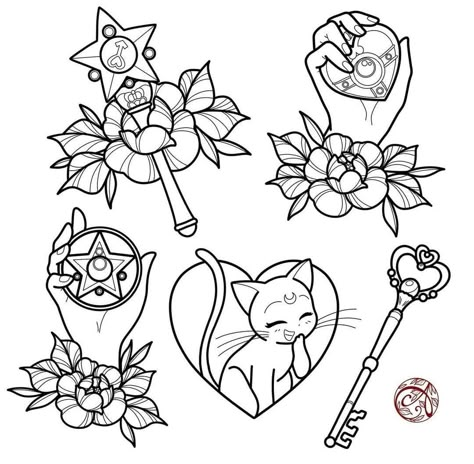 Yato Drawing, Moon Tattoo Flash, Study Tattoo, Sailor Moon Coloring Pages, Pokemon Tattoos, Sailor Moon Cat, Old Pokemon, Sailor Moon Tattoo, Traditional Tattoo Designs