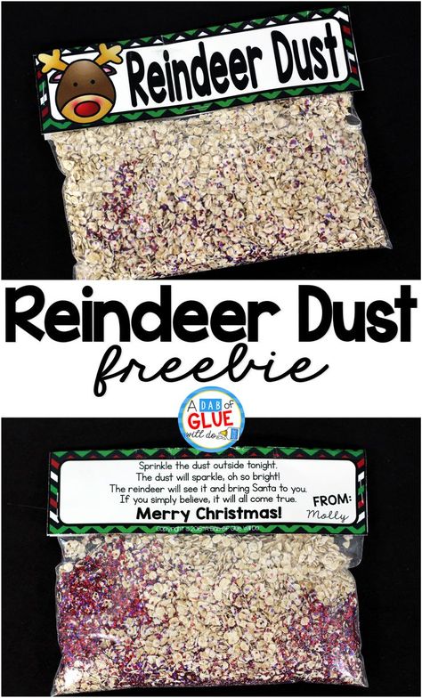 Reindeer Dust is the perfect free printable for your students or your child's friends at school. This fun activity will make their Christmas magical. It is perfect for preschool, kindergarten, and first grade students.  via @dabofgluewilldo Kindergarten Christmas Party, Reindeer Dust, Friends At School, Diy Christmas Gifts For Kids, School Christmas Party, Students Christmas, Preschool Christmas Crafts, Reindeer Food, Christmas Kindergarten