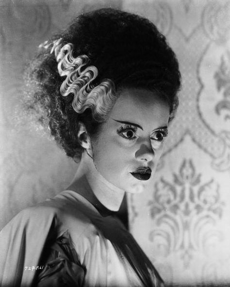 English actress Elsa Lanchester plays the woman created to be the monster's wife in 'Bride of Franke Elsa Lanchester, Mary Shelley Frankenstein, Elvira Mistress Of The Dark, Halloween Tattoo, Famous Monsters, Horror Monsters, Head In The Clouds, Mary Shelley, Classic Horror Movies