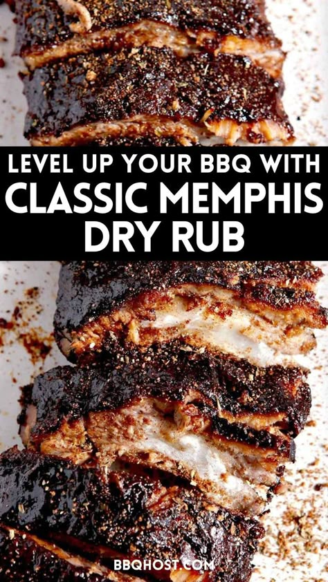 Bring the flavors of Memphis BBQ to your kitchen with this authentic Memphis Dry Rub recipe! Perfect for ribs, chicken, and pork, this dry rub seasoning has a classic blend of spices that make every bite flavorful and tender. Save this now and click through for the full guide! Bbq Ribs Seasoning Recipe, Smokehouse Maple Seasoning Recipe, Diy Bbq Rub Recipes, Pork Ribs Dry Rub Recipes, Dry Rub Beef Ribs, Rib Seasoning Rubs, Rib Rub Recipe Dry, Wing Rub Recipe, Memphis Dry Rub Recipe